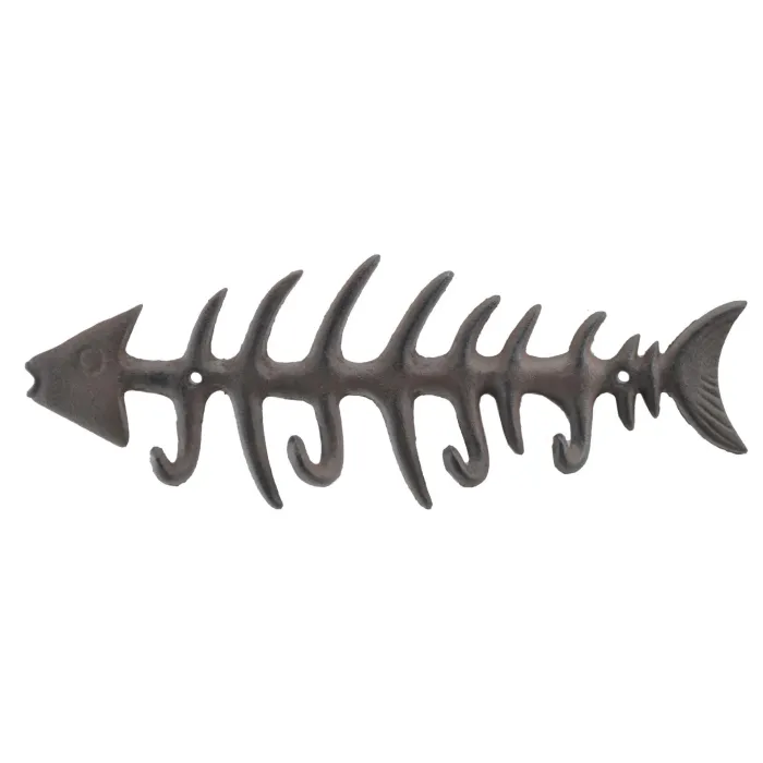 Cast Iron Wall Hook Rack Fish Bone Skeleton 13.75 Wide