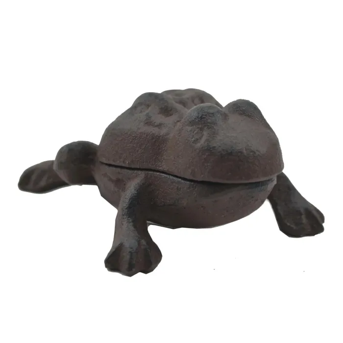 Frog Hide A Key Box Distressed Brown Cast Iron