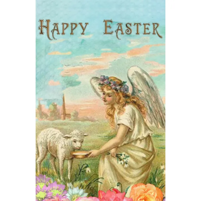 Flag Emotes - Double Sided Garden Flag - Happy Easter Angel & Lamb
