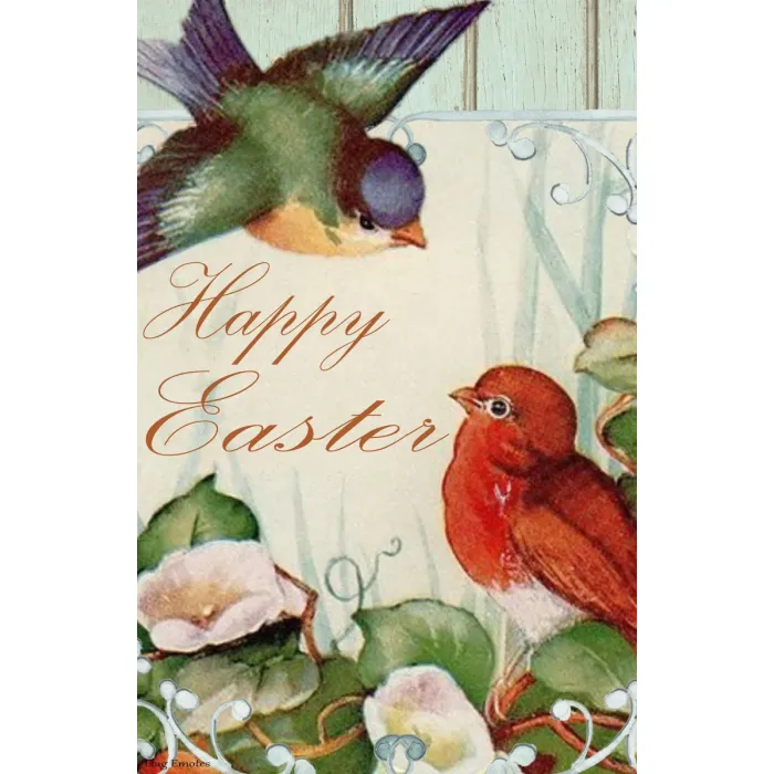 Flag Emotes - Double Sided Garden Flag - Happy Easter Spring Birds