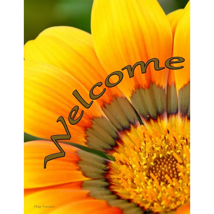 Flag Emotes - Double Sided Garden Flag - Orange & Green Flower Welcome