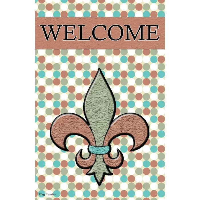 Flag Emotes Double Sided Garden Flag Welcome Fleur De Lis Polka Dots