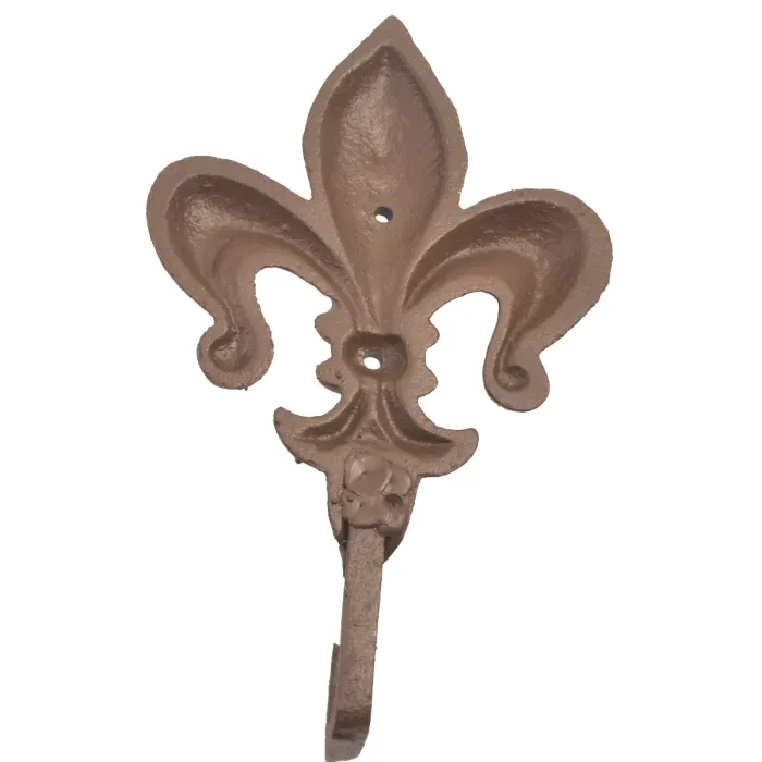 Fleur De Lis Decorative Wall Hook - Rust Finish - 6.625" Tall