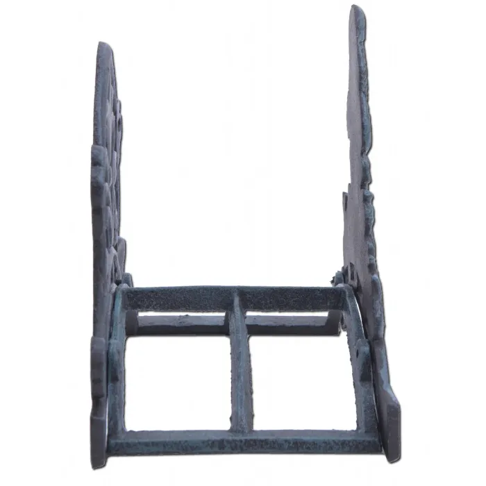 Garden Hose Holder - Gnome Holding Wheat - Verdigris Cast Iron - 10.25" Wide