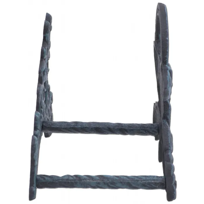 Garden Hose Holder - Rose Flower - Verdigris Cast Iron - 9.5" Wide