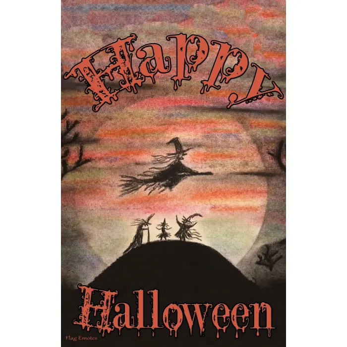 Flag Emotes Double Sided Garden Flag Happy Halloween Witches