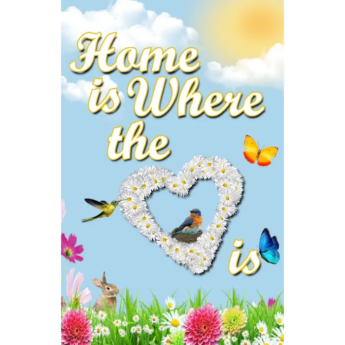 Flag Emotes Double Sided Garden Flag Bird & Flowers Home Is Where The Heart Is