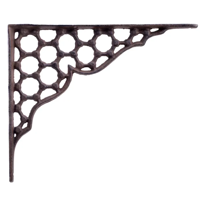 Decorative Shelf Bracket Hexagon Lattice Pattern Rust Brown Cast Iron 9.25"