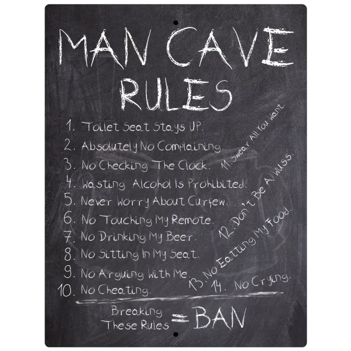 Aluminum Sign 14 Man Cave Rules Chalkboard Style