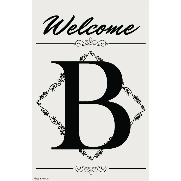 Flag Emotes - Double Sided Welcome Garden Flag - Monogram Diamond Floral Vine