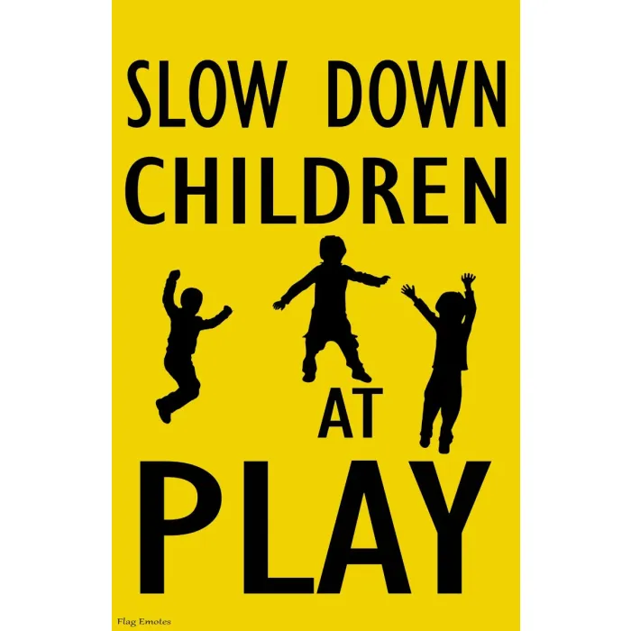 Flag Emotes Double Sided Garden Flag Slow Down Children At Play