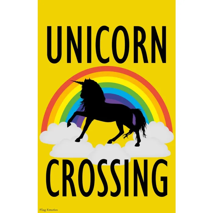 Flag Emotes Double Sided Garden Flag Unicorn Crossing