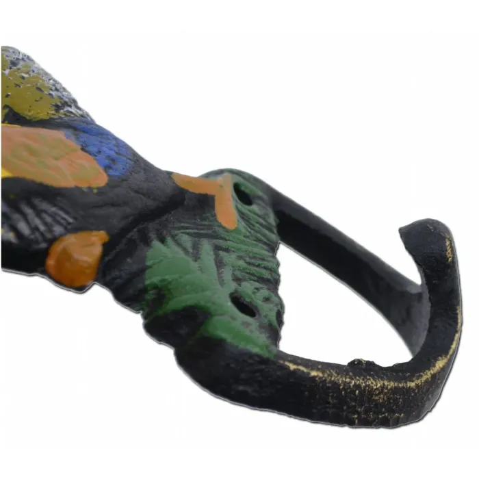 Rooster & Chickens Wall Hook 3 Piece Set - Colorful Painted Cast Iron