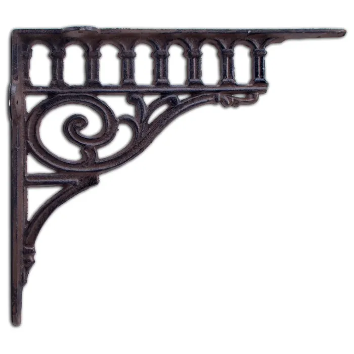 Cast Iron Wall Shelf Bracket - Ornate Columns - 11.38" Deep