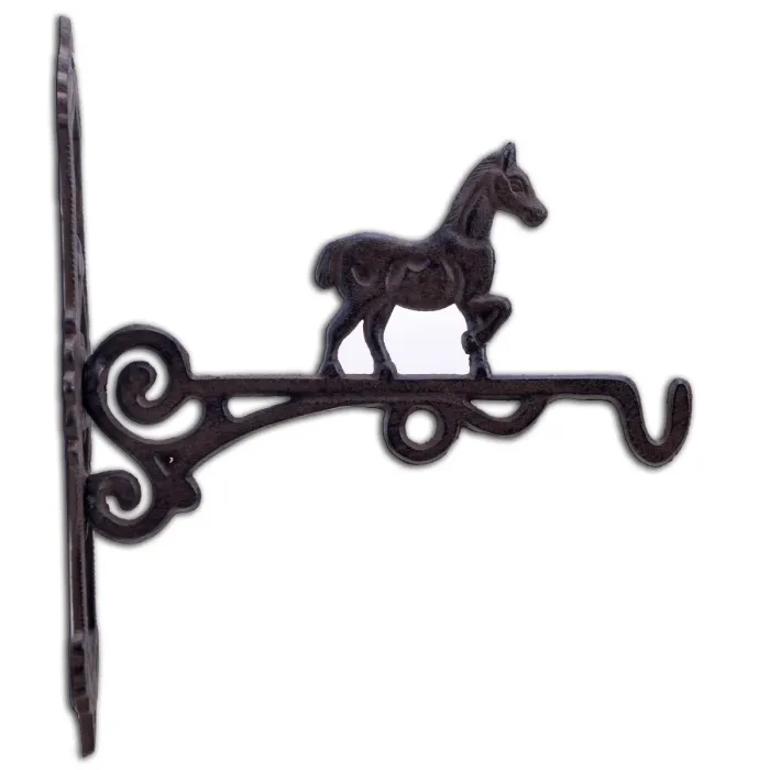 Rustic Horse Cast Iron Plant Hanger Hook 10.375" Deep