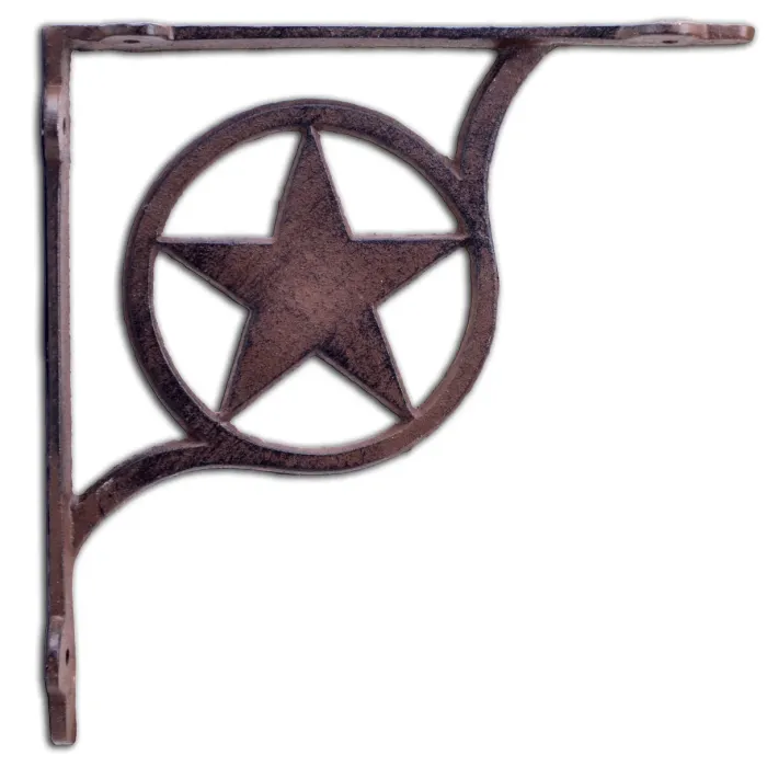 Decorative Shelf Bracket Rustic Star Rust Brown Cast Iron 7.375"