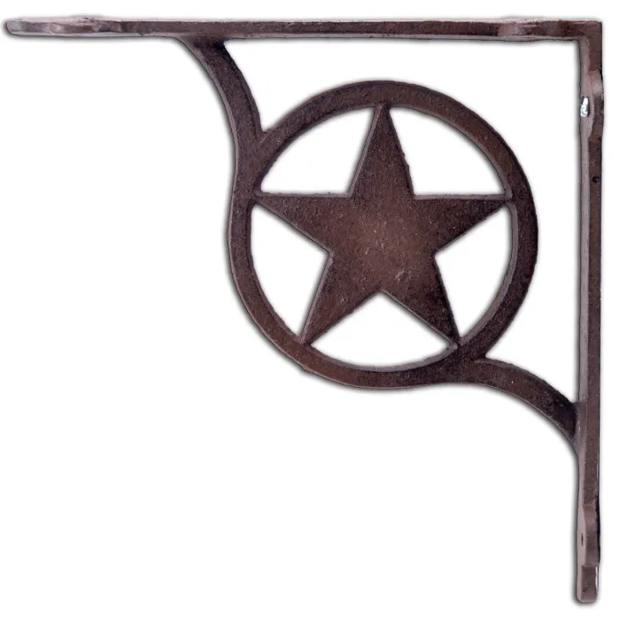 Decorative Shelf Bracket Rustic Star Rust Brown Cast Iron 7.375"