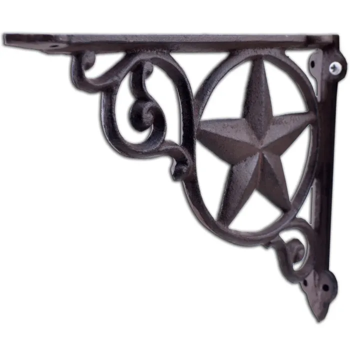 Decorative Shelf Bracket Rustic Star Rust Brown Cast Iron 8.75"