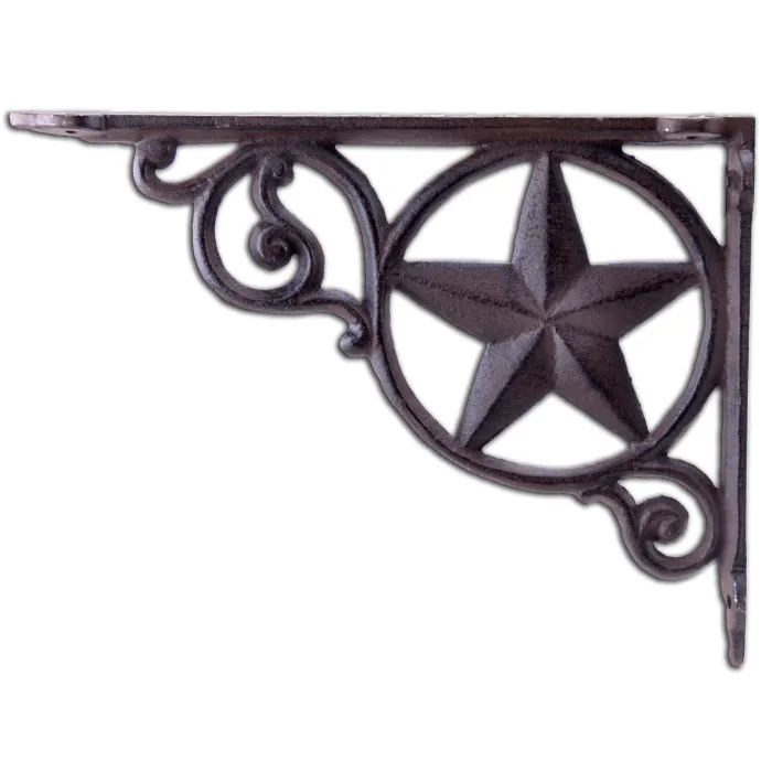 Decorative Shelf Bracket Rustic Star Rust Brown Cast Iron 8.75"