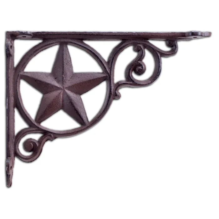 Decorative Shelf Bracket Rustic Star Rust Brown Cast Iron 8.75"