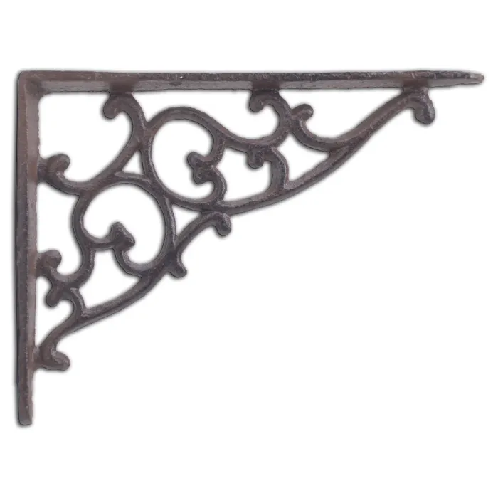Decorative Cast Iron Wall Shelf Bracket Ornate Vine Rust Brown 7.125" Deep