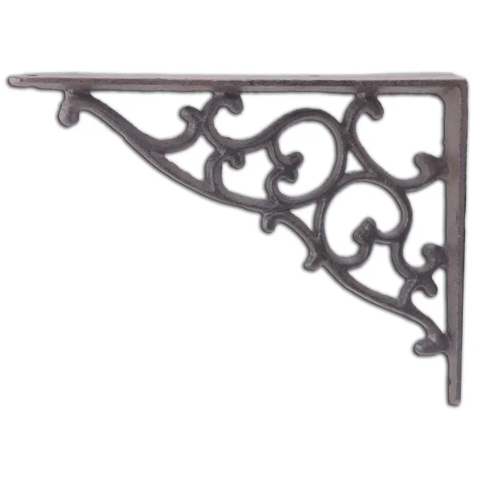 Decorative Cast Iron Wall Shelf Bracket Ornate Vine Rust Brown 7.125" Deep