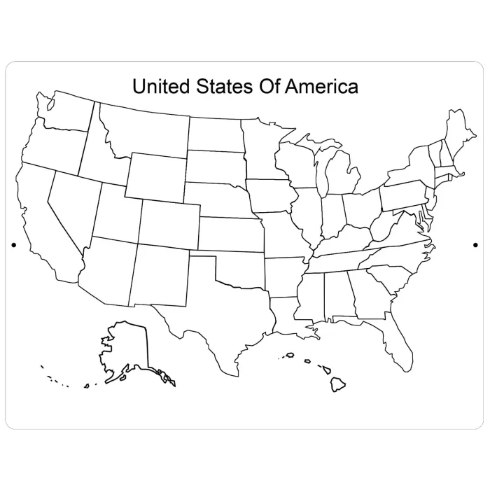 Aluminum Sign United States Of America Map Black & White