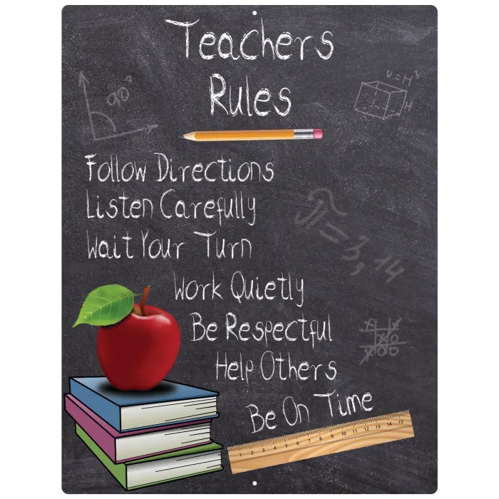 Aluminum Sign Teachers Rules - 12" x 9"