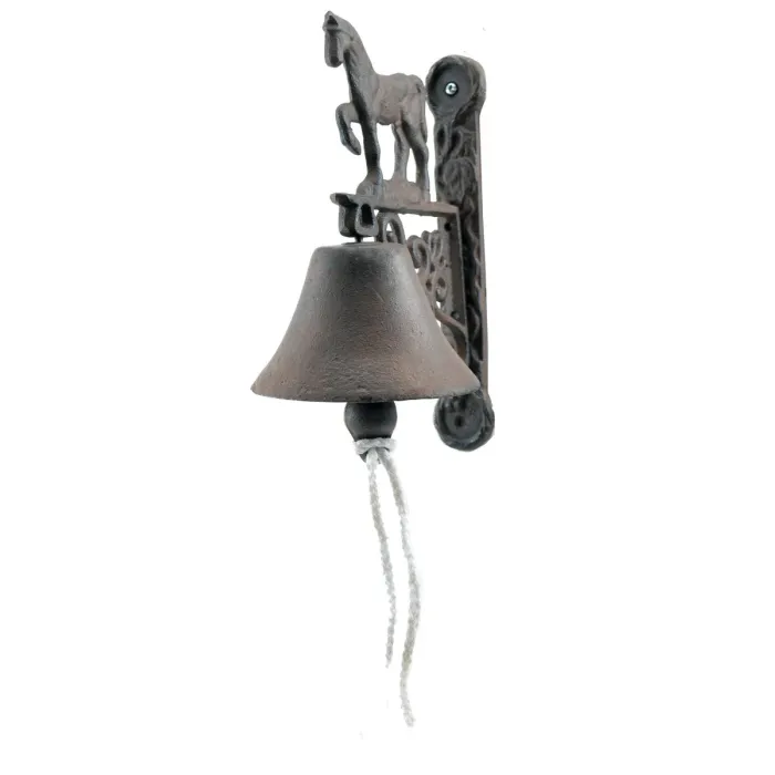 Cast Iron Dinner Bell Walking Horse Distressed Brown