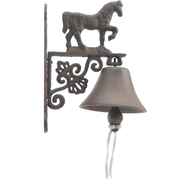 Cast Iron Dinner Bell Walking Horse Distressed Brown