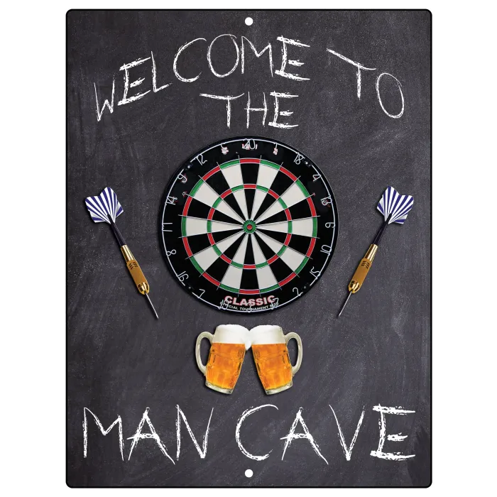 Import Wholesales Welcome to The Man Cave Dartboard Dart Home Bar Beers Aluminum Sign Indoor Outdoor Decorative Plaque 12" x 9" - 1550861345