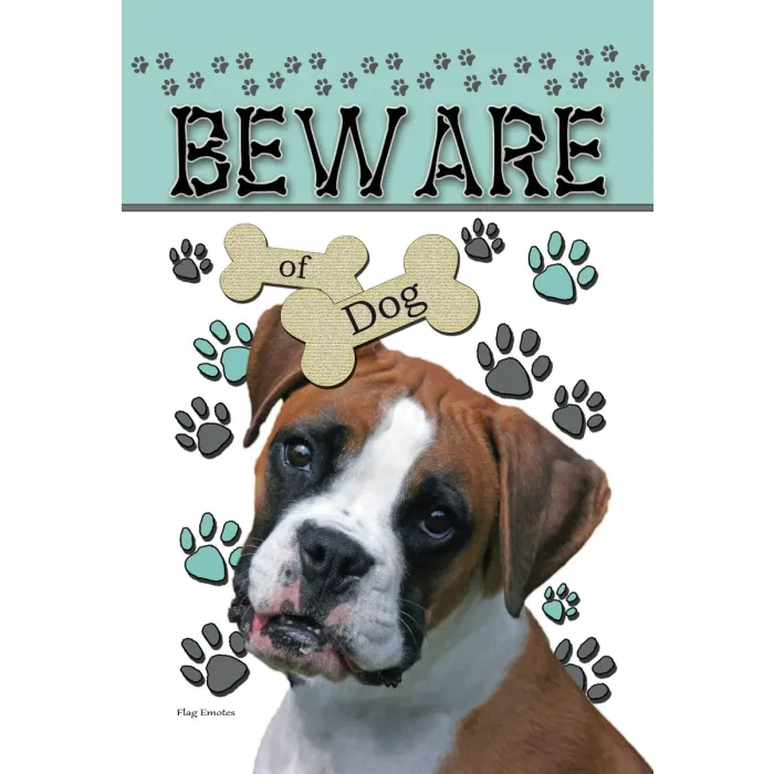 Flag Emotes Double Sided Garden Flag Beware Of Dog - Boxer