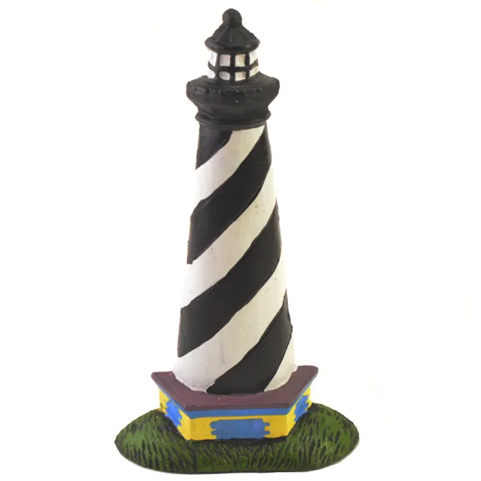 Cast Iron Doorstop Door Wedge - Black & White Lighthouse - 10.25" Tall
