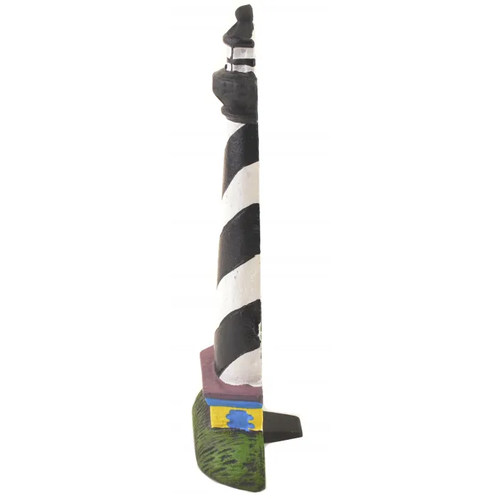Cast Iron Doorstop Door Wedge - Black & White Lighthouse - 10.25" Tall