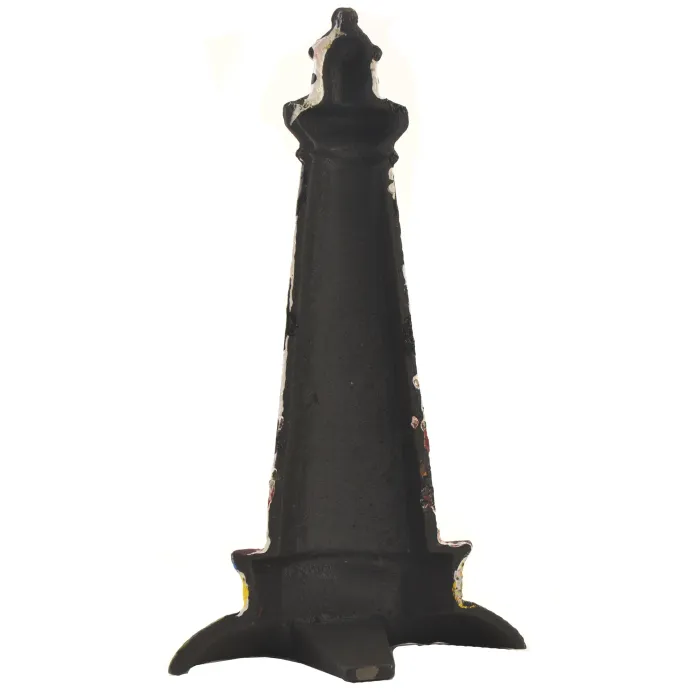 Cast Iron Doorstop Door Wedge - Black & White Lighthouse - 10.25" Tall