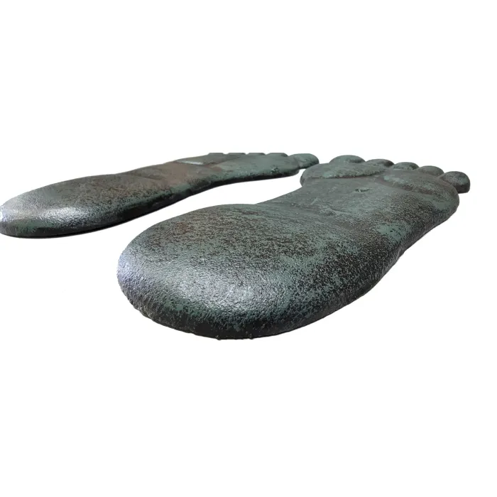Pair Of Cast Iron Yard & Garden Stepping Stones - Human Footprints - Rust Brown