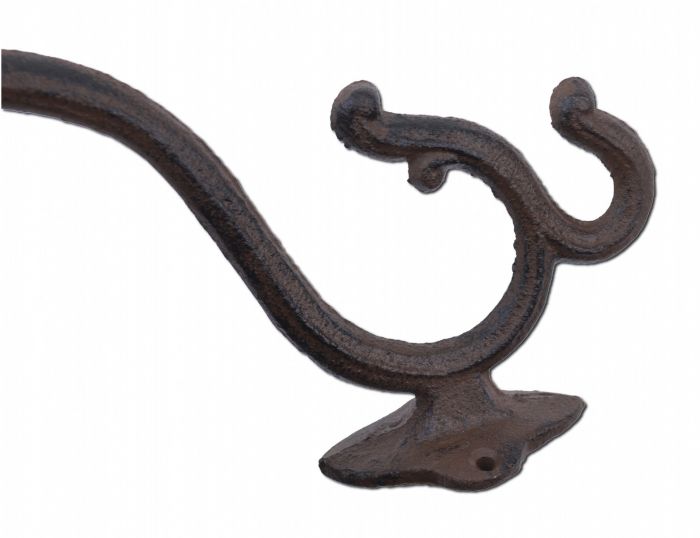 Cast Iron Double Arm Wall Hook with Rusted Patina