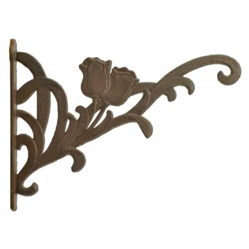 Decorative Tulip Flowers Cast Iron Plant Hanger Hook - Large 12.75" Long