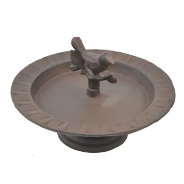 Decorative Cast Iron Pedestal Bird Feeder Chickadee 8" Wide