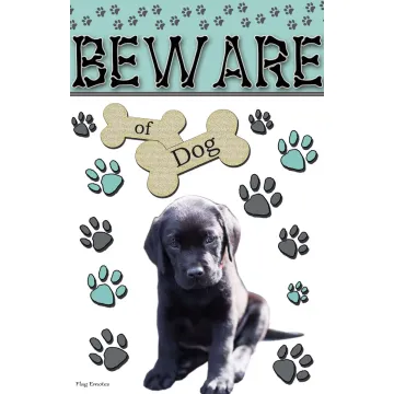 Flag Emotes Double Sided Garden Flag Beware Of Dog - Black Lab Puppy