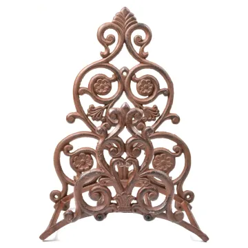 Cast Iron Garden Hose Holder - Victorian Floral & Spade Pattern - 13.25" Tall