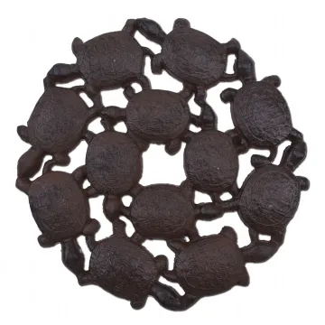 Decorative Baby Turtles Stepping Stone - Rust Brown Cast Iron - 10.25" Wide