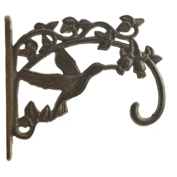 Decorative Cast Iron Plant Hanger Hook - Hummingbird - 7.5" Deep