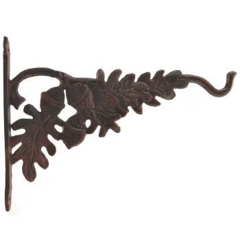 Decorative Plant Hanger - Oak Leaf & Acorn - Bronze Cast Iron - 12.625" Deep