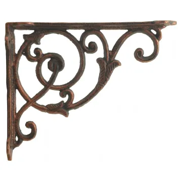Decorative Cast Iron Wall Shelf Bracket - Ornate Vine - 8.5" Deep