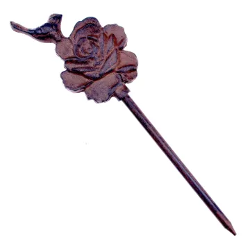 Cast Iron Garden Hose Guide Bird On Rose 12.5" Tall