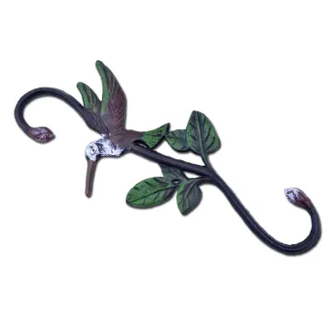 Cast Iron S Style Plant Hook Plant Hanger Hummingbird Color 11.75" Long
