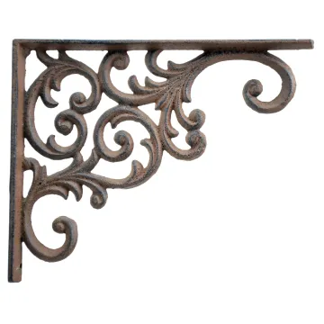 Ornate Vine Pattern Cast Iron Wall Shelf Bracket  - 9.375" Deep