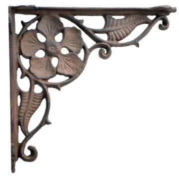 Decorative Cast Iron Shelf Bracket - Flower Leaf - 9.375"