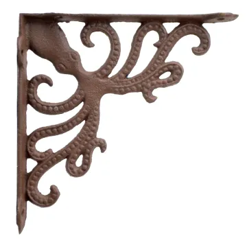 Octopus Shelf Bracket - Rust Brown Cast Iron - 7.75" Deep